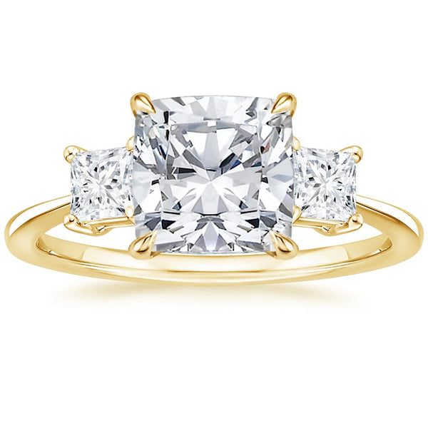 Triplets Cushion Lab Grown Diamond Engagement Ring