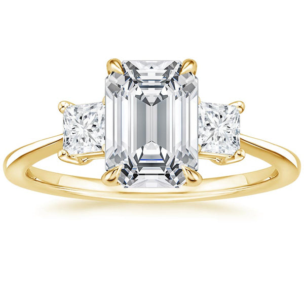 Triplets Emerald Lab Grown Diamond Engagement Ring