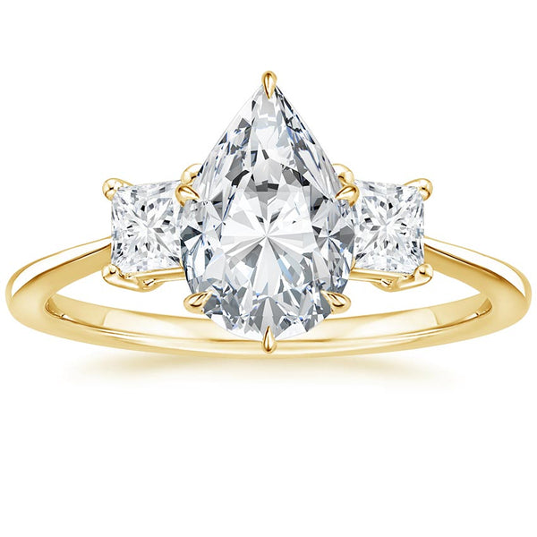 Triplets Pear Lab Grown Diamond Engagement Ring