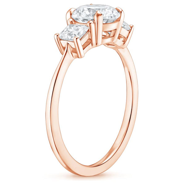 Triplets Asscher Lab Grown Diamond Engagement Ring