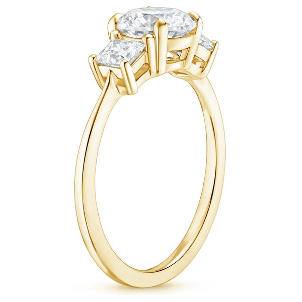 Triplets Asscher Lab Grown Diamond Engagement Ring