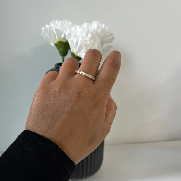 HALF PAVE RING - 18K GOLD PLATED