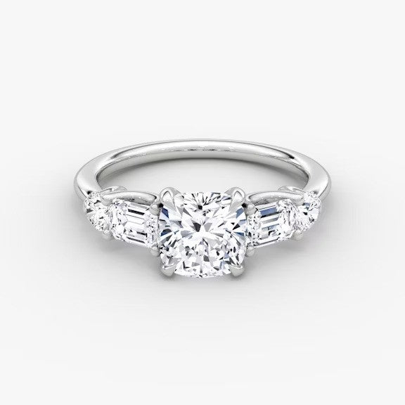 Anomaly Cushion & Emerald Lab Grown Diamond Engagement Ring