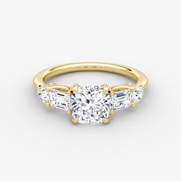 Anomaly Cushion & Emerald Lab Grown Diamond Engagement Ring