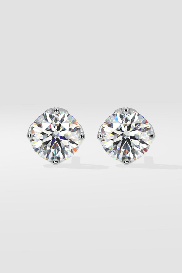 3 ct Solitaire Lotus Studs