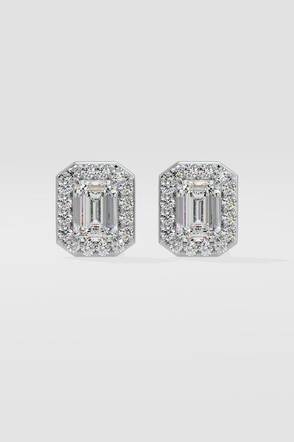 2 ct Emerald Halo Earrings