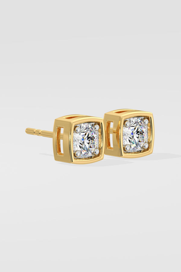 1 ct Bezel Cushion Studs