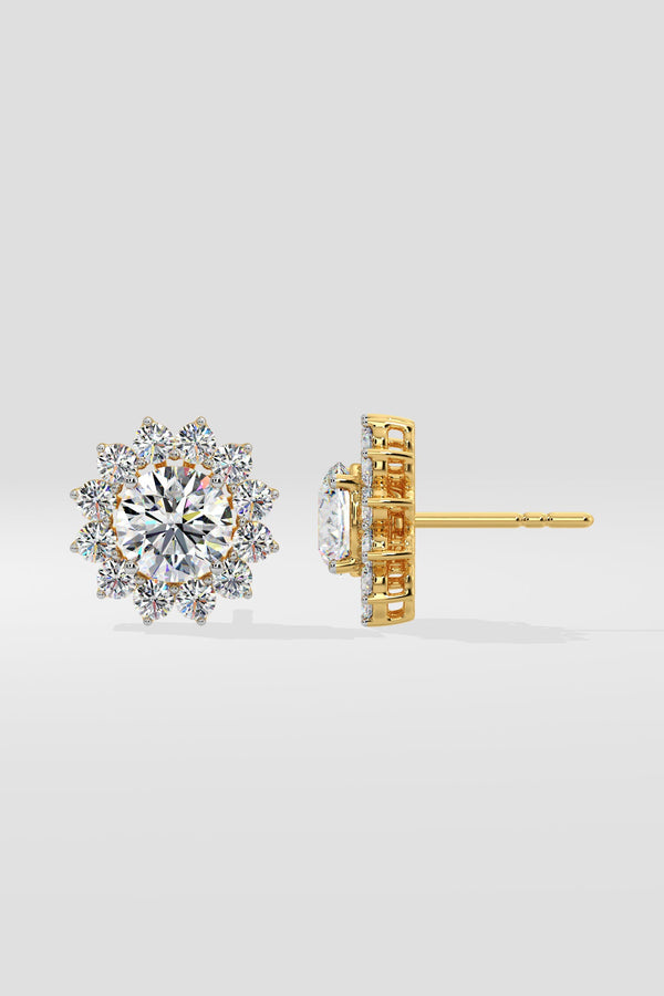 2 ctSunflower Halo Solitaire Studs