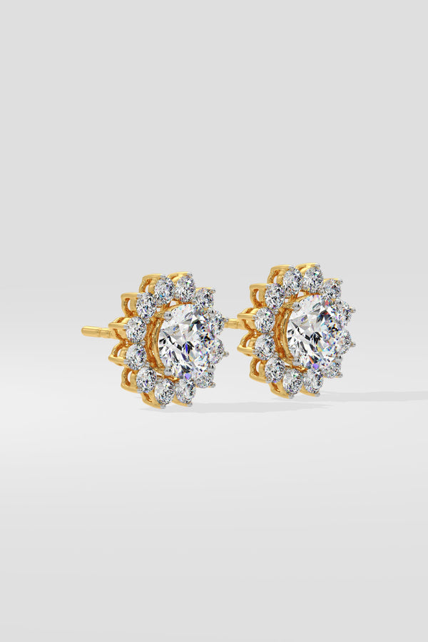 2 ctSunflower Halo Solitaire Studs
