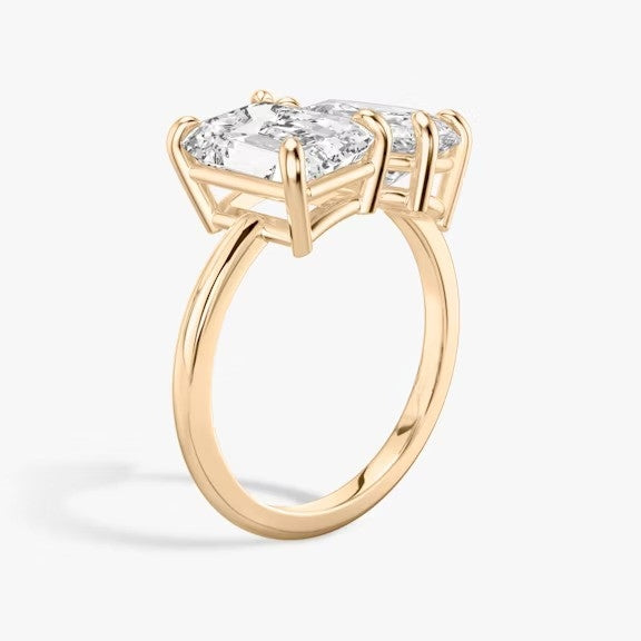 Toi et Moi Emerald Pear Lab Grown Diamond Ring