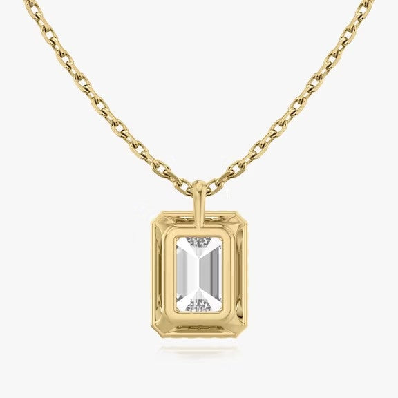 Vertical Halo Emerald Lab Diamond Pendant