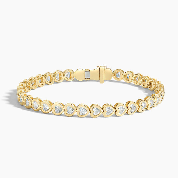 Bezel Heart Lab Grown Diamond Tennis Bracelet