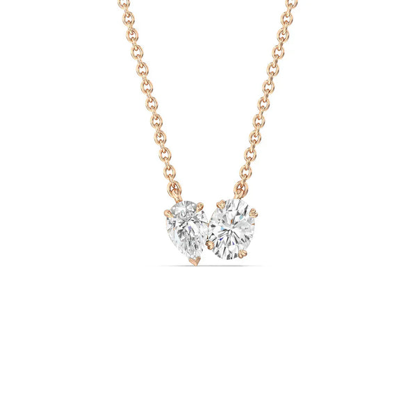 Toi et Moi Oval & Pear Lab Grown Diamond Pendant