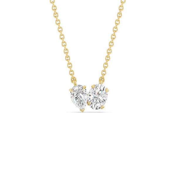 Toi et Moi Oval & Pear Lab Grown Diamond Pendant