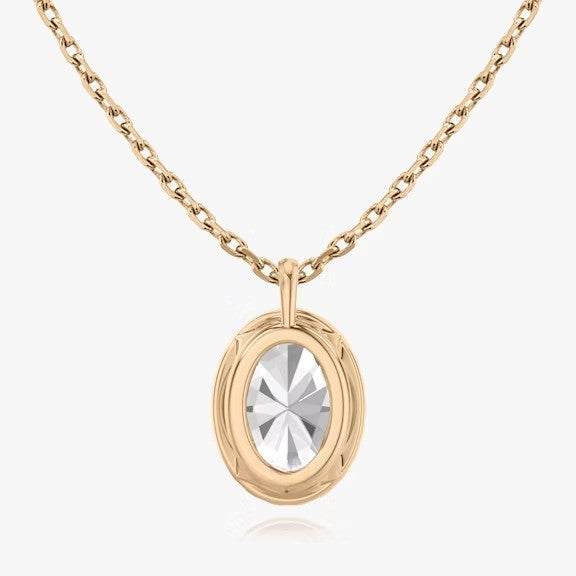 Vertical Halo Oval Lab Diamond Pendant