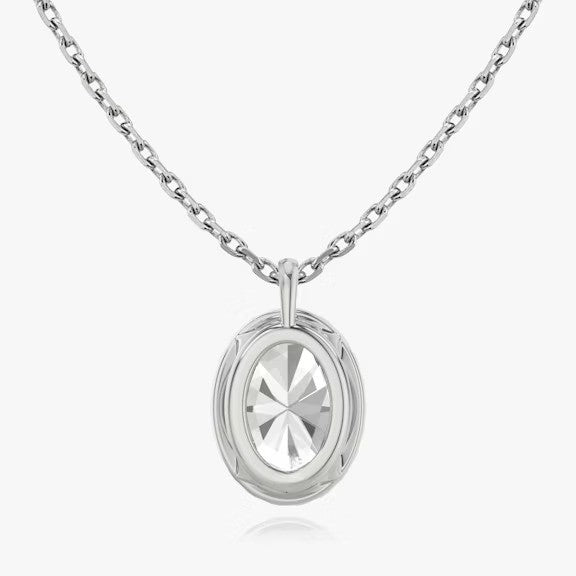 Vertical Halo Oval Lab Diamond Pendant