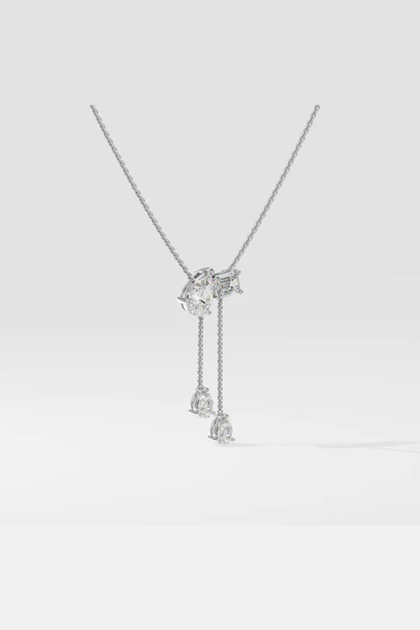 2 Stone Solitaire Necklace With Drops