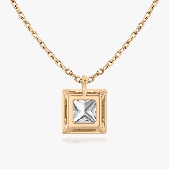 Vertical Halo Princess Lab Diamond Pendant