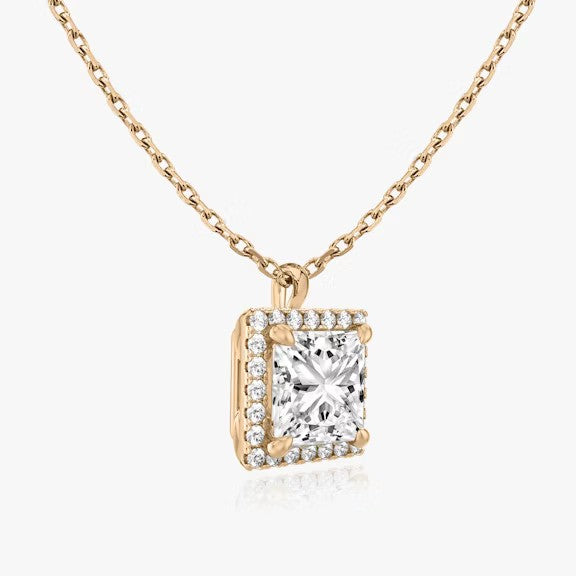 Vertical Halo Princess Lab Diamond Pendant