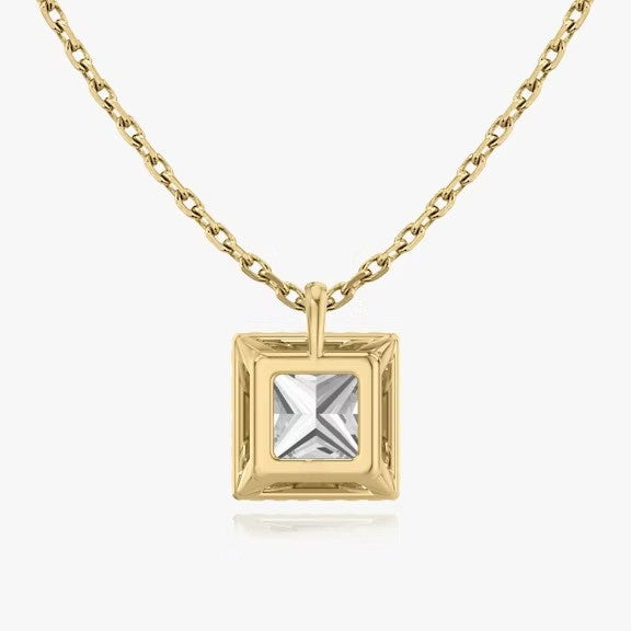 Vertical Halo Princess Lab Diamond Pendant
