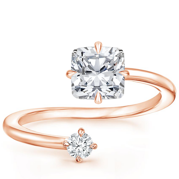 Swirl Toi et Moi Cushion Lab Diamond Ring