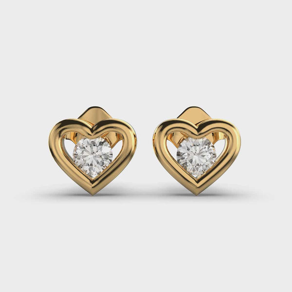 Solitaire in Heart Diamond Earstuds for Kids