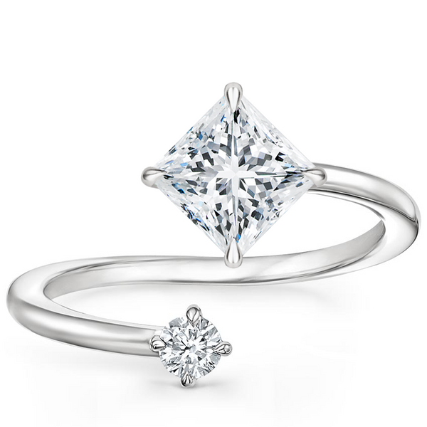 Swirl Toi et Moi Princess Lab Diamond Ring