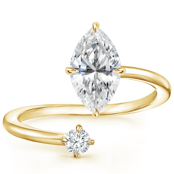 Swirl Toi et Moi Marquise Lab Diamond Ring