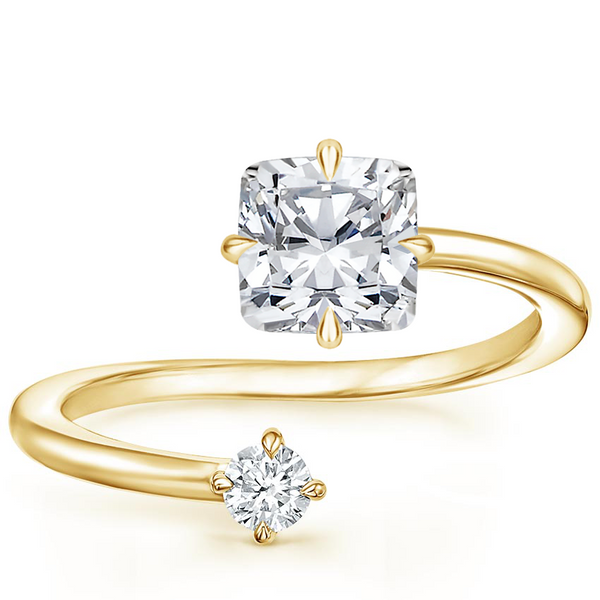 Swirl Toi et Moi Cushion Lab Diamond Ring