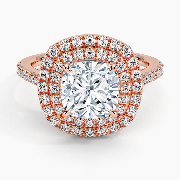 Double Halo Cushion Lab Grown Diamond Engagement Ring