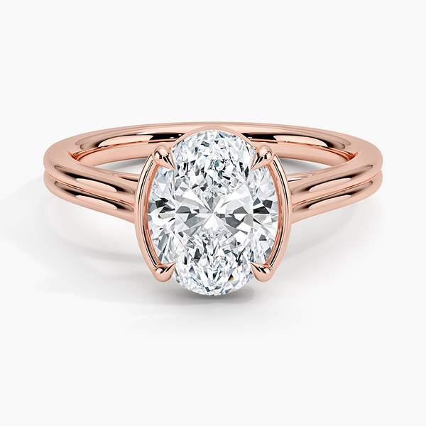 Half Bezel Oval Lab grown Diamond Engagement Ring