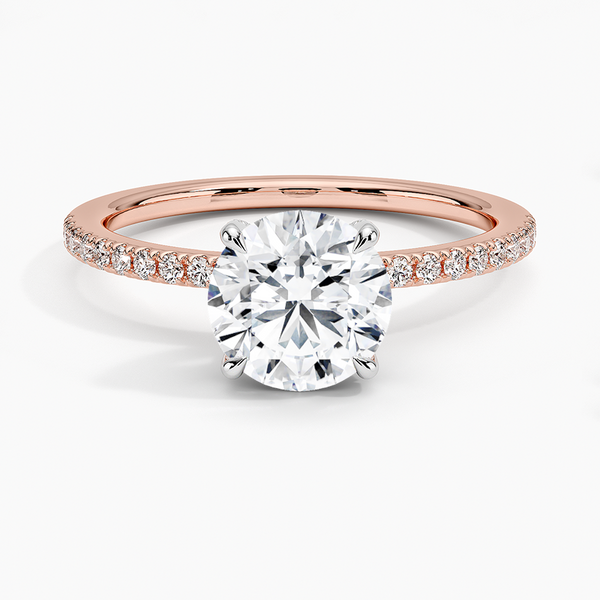 Two Tone Pavé Round Lab Grown Diamond Engagement Ring