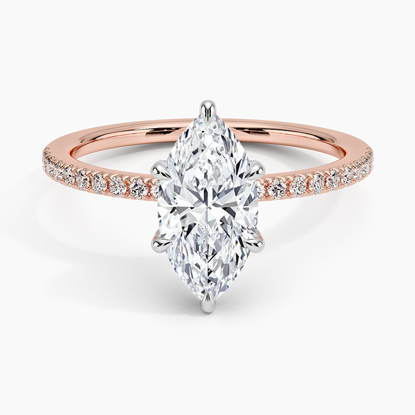Two Tone Pavé Marquise Lab Grown Diamond Engagement Ring