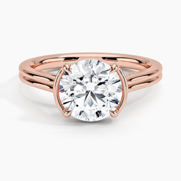 Half Bezel Round Lab Grown Diamond Engagement Ring