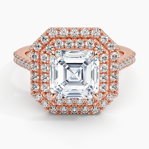 Double Halo Asscher Lab Grown Diamond Engagement Ring