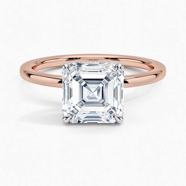 Mixed Metal Asscher Lab Grown Diamond Engagement Ring