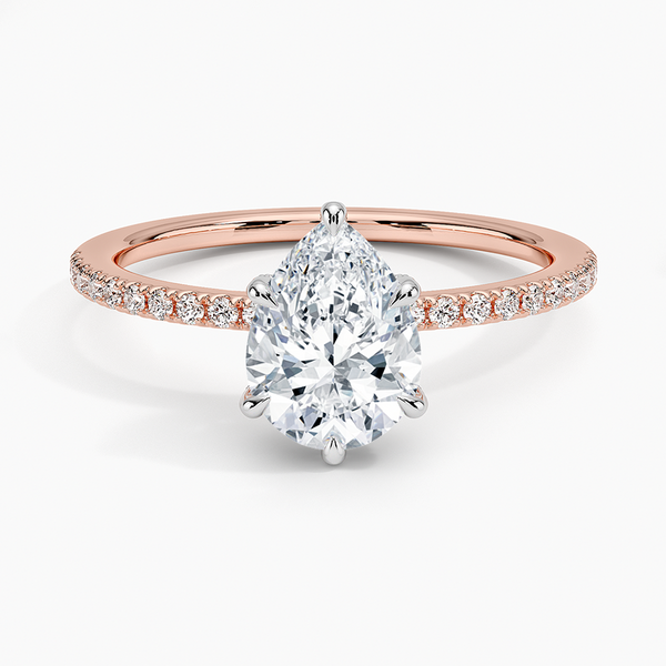 Two Tone Pavé Pear Lab Grown Diamond Engagement Ring