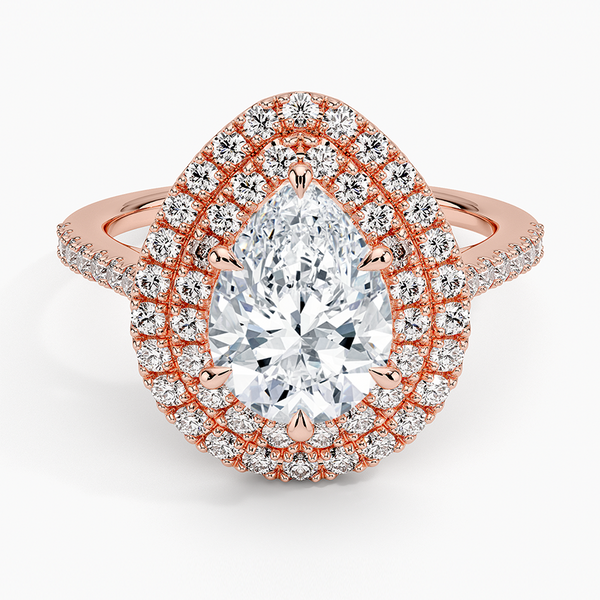 Double Halo Pear Lab Grown Diamond Engagement Ring