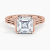 Half Bezel Asscher Lab grown Diamond Engagement Ring