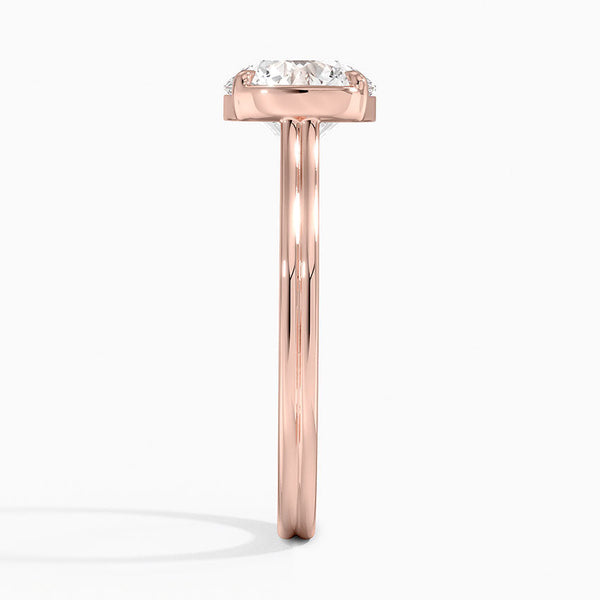 Half Bezel Round Lab Grown Diamond Engagement Ring