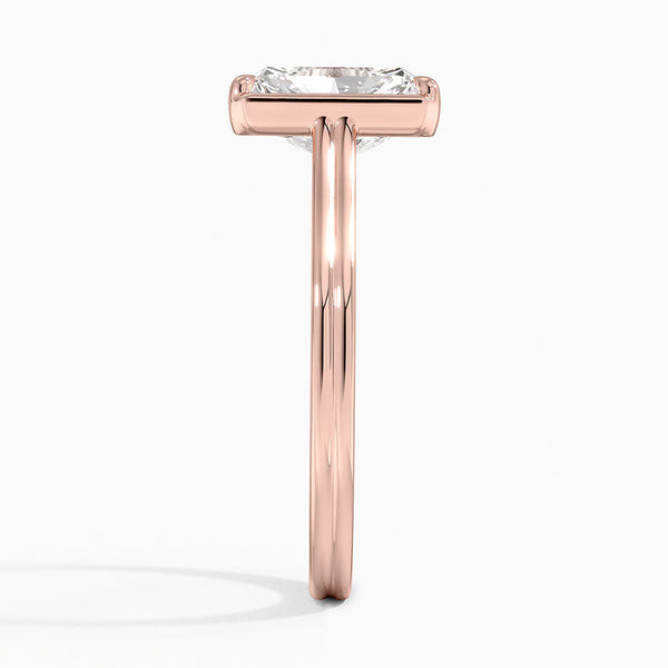 Half Bezel Radiant Lab grown Diamond Engagement Ring