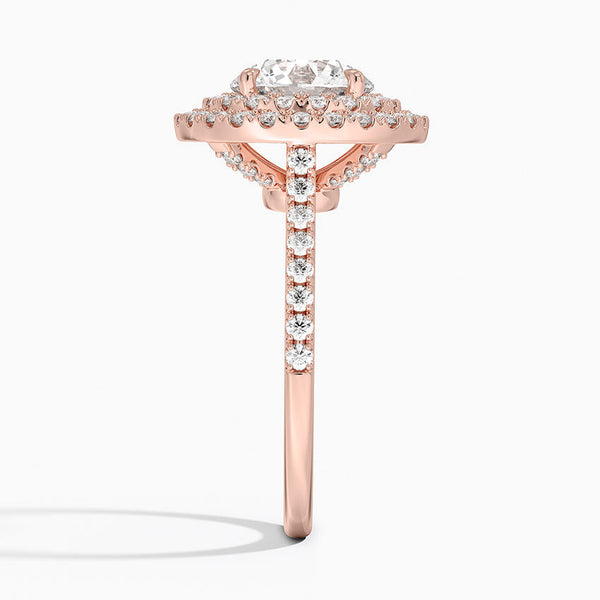 Double Halo Round Lab Grown Diamond Engagement Ring