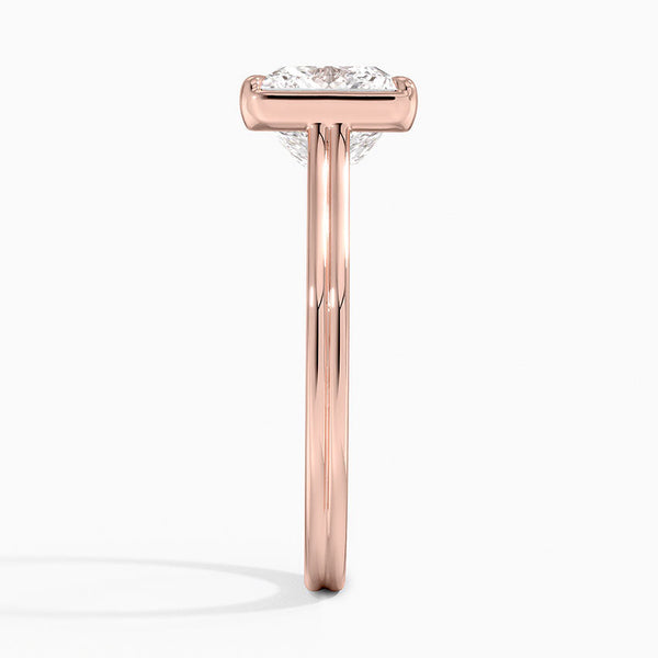 Half Bezel Princess Lab grown Diamond Engagement Ring