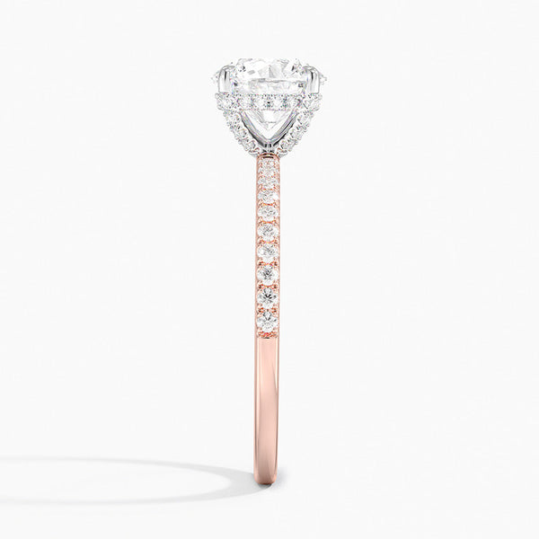 Two Tone Pavé Round Lab Grown Diamond Engagement Ring