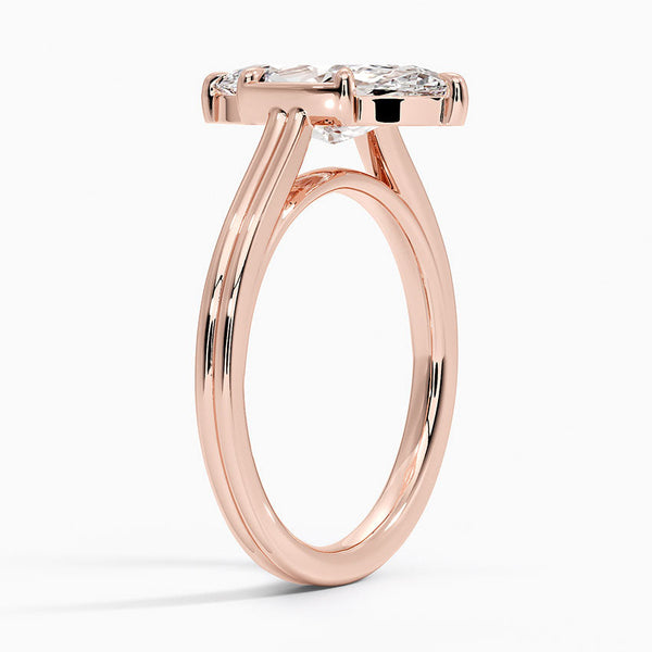 Half Bezel Marquise Lab grown Diamond Engagement Ring