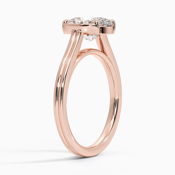 Half Bezel Oval Lab grown Diamond Engagement Ring