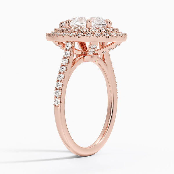 Double Halo Pear Lab Grown Diamond Engagement Ring