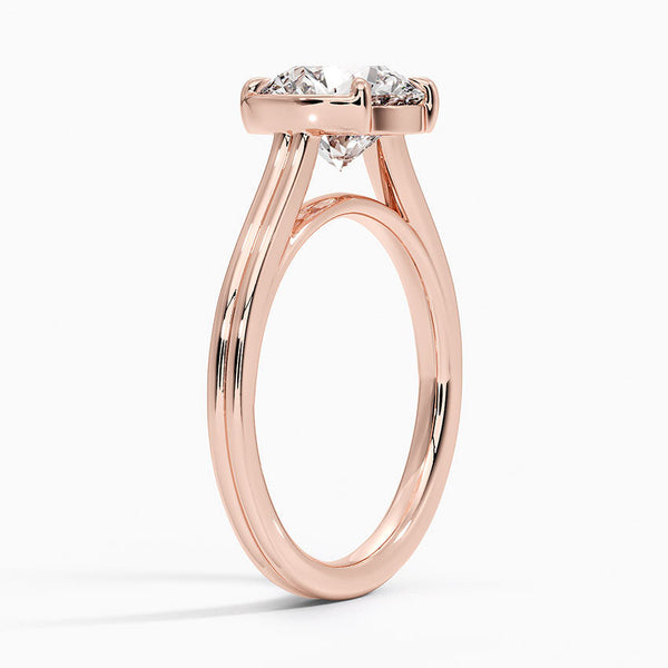 Half Bezel Round Lab Grown Diamond Engagement Ring