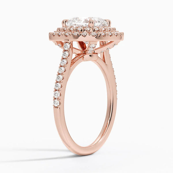 Double Halo Cushion Lab Grown Diamond Engagement Ring