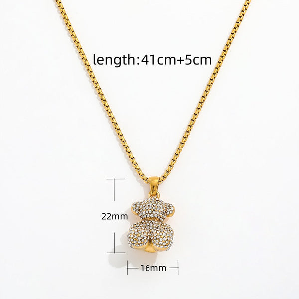 SITTING TEDDY NECKLACE - 18K GOLD-PLATED